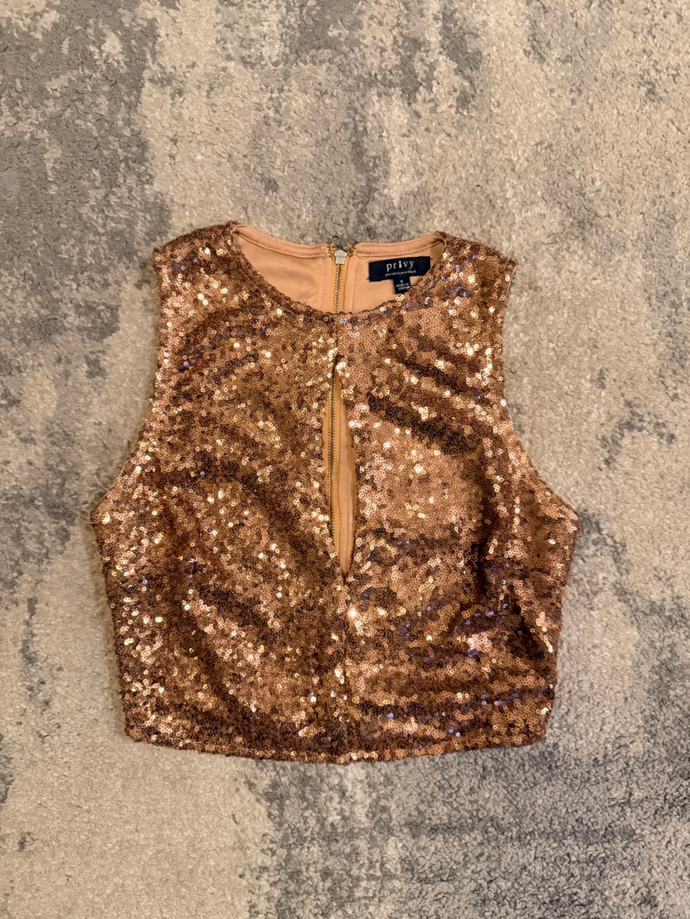 Privy Rose Gold Sequin Crop Top